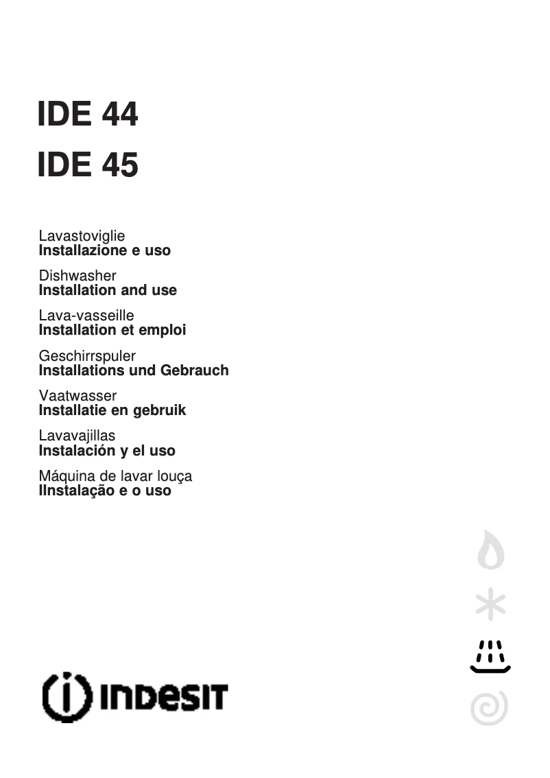 Page n°1 - Manuel utilisateur Indesit IDE 45