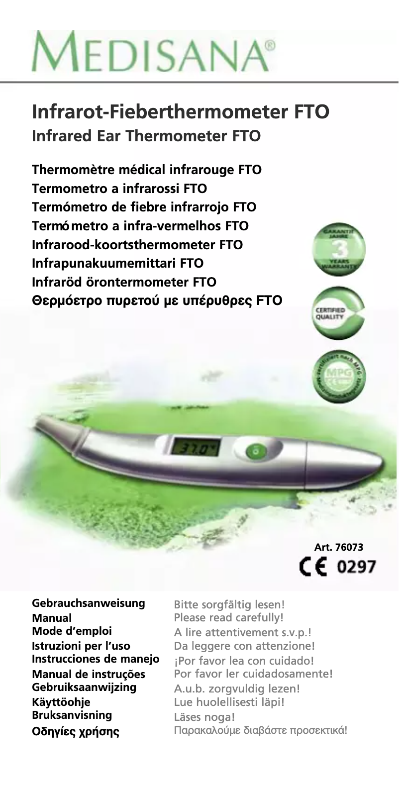 Page n°1 - Manuel utilisateur Medisana FTO 76073