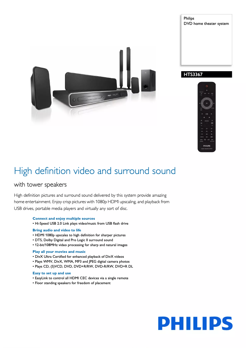 Image de la première page du manuel de l'appareil HTS3367