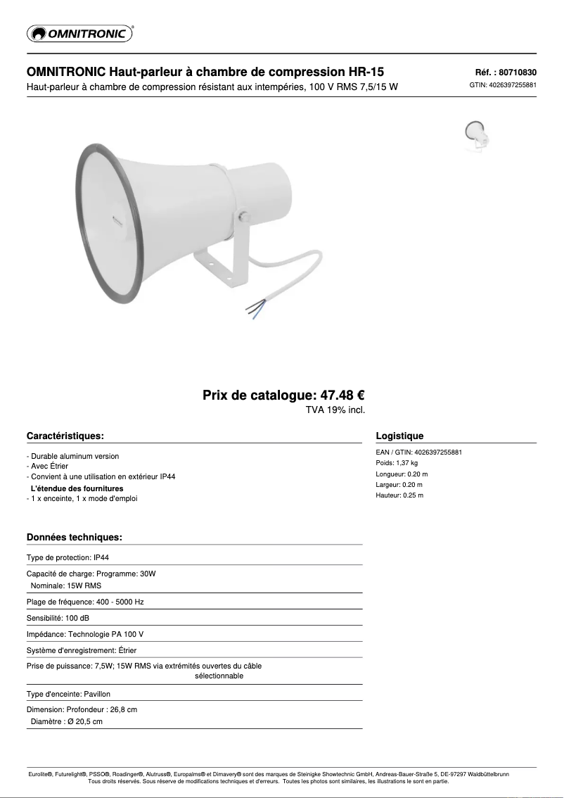 First page image of the manual for HR-15