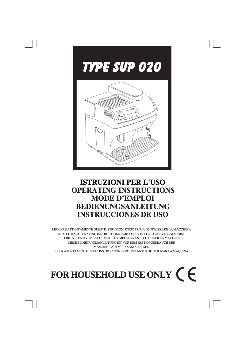 Page n°1 - Manuel utilisateur Philips Saeco Syncrony Logic SUP 020