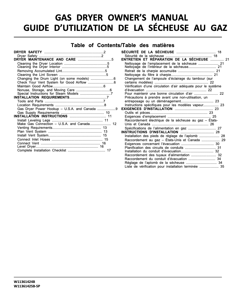 Page n°1 - Manuel d'utilisation et d'entretien Maytag MGD5430MW