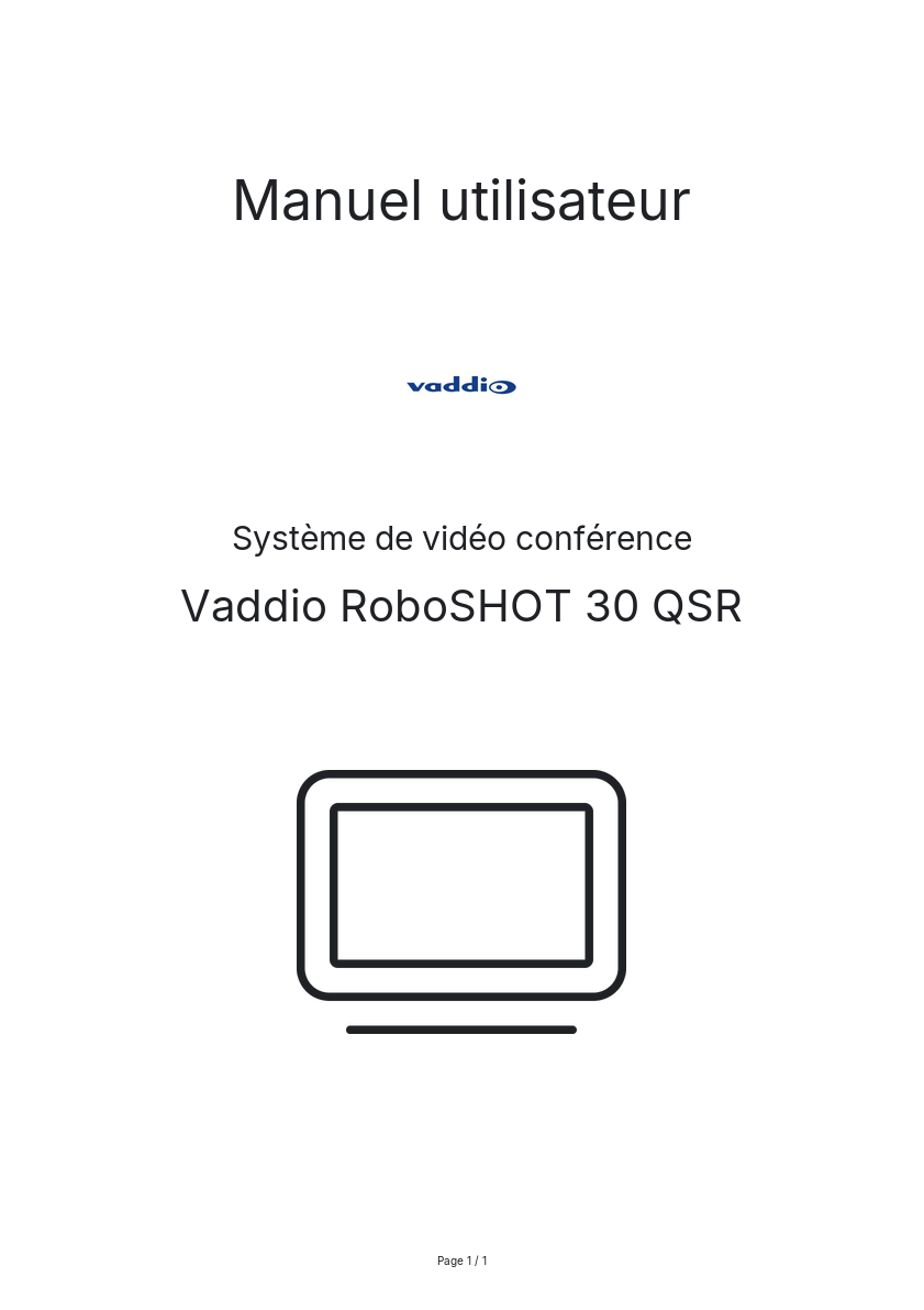 Image de la première page du manuel de l'appareil RoboSHOT 30 QSR