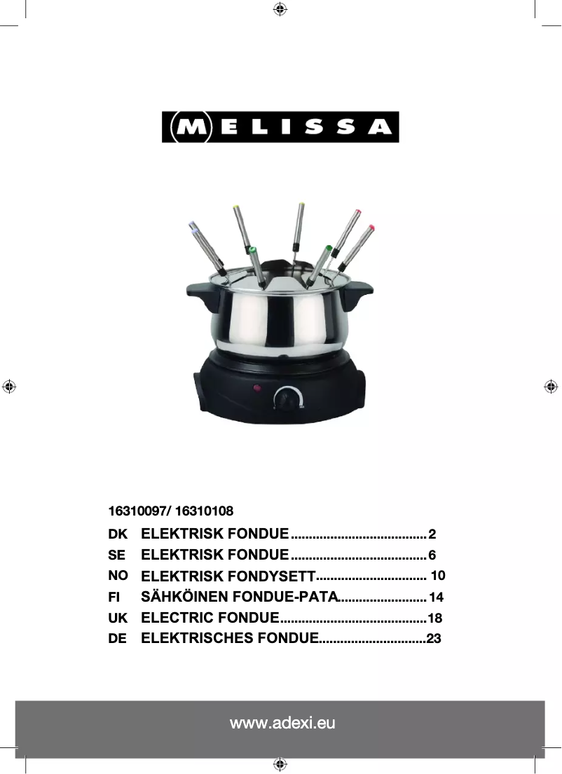 Page 1 de la notice Manuel utilisateur Melissa 16310097