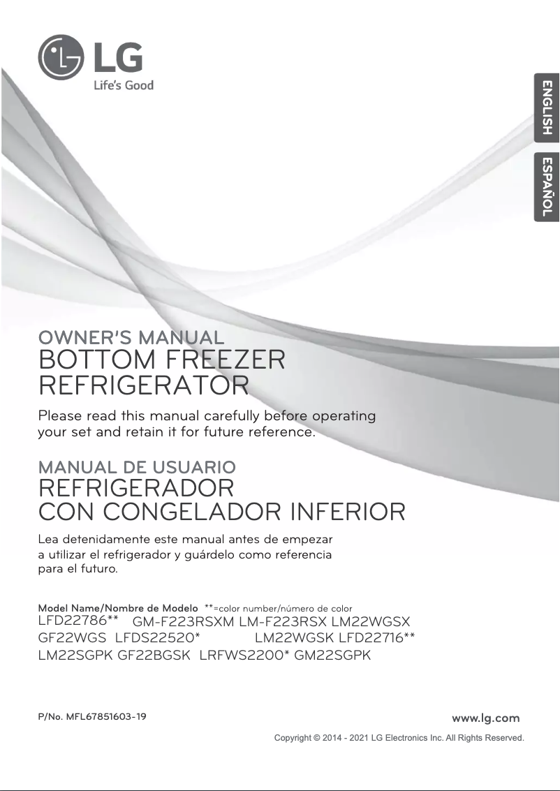 Page 1 de la notice Manuel utilisateur LG GM22SGPK