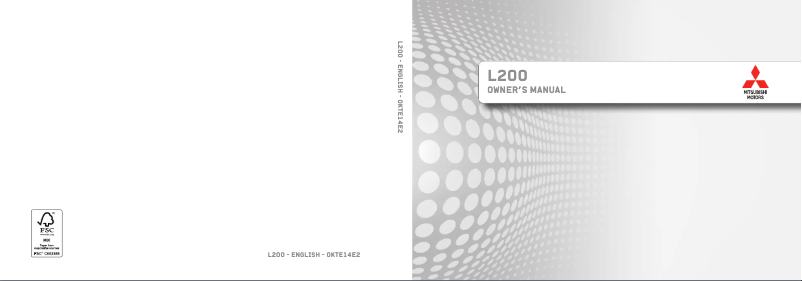 Page 1 de la notice Manuel utilisateur Mitsubishi Triton L200 (2014)