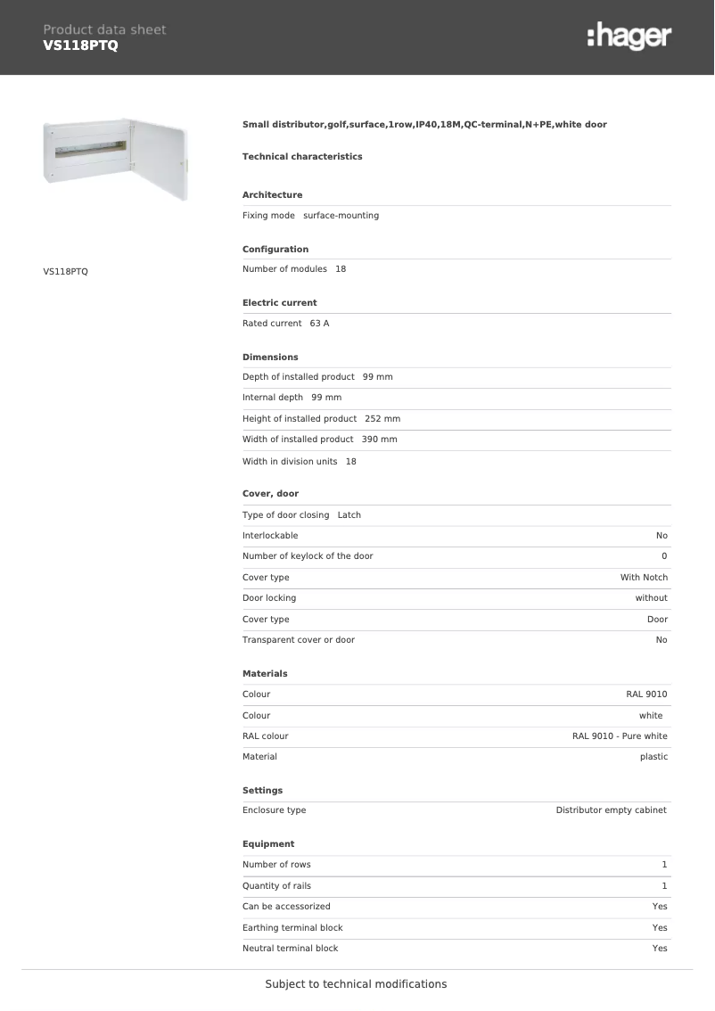 Image de la première page du manuel de l'appareil VS118PTQ