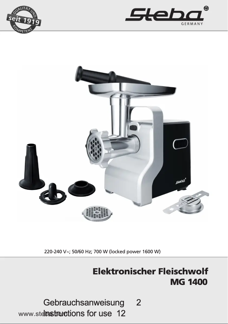 Image de la première page du manuel de l'appareil MG 1400