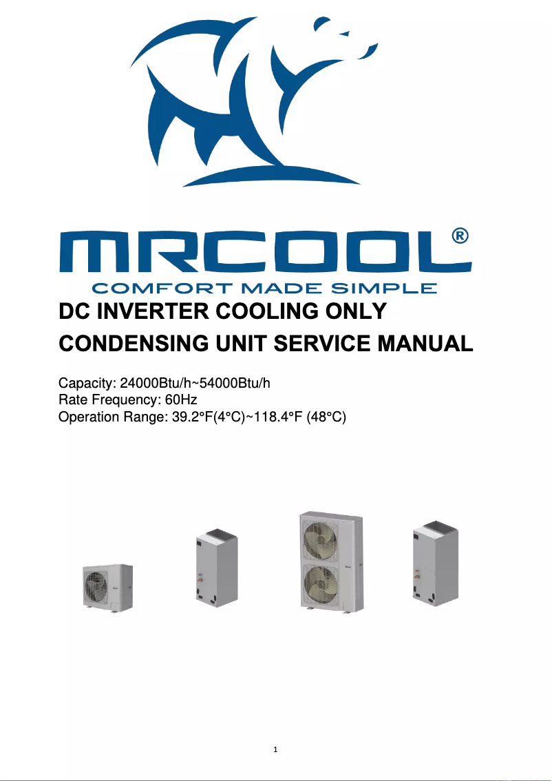 Page 1 de la notice Manuel utilisateur MRCOOL MDUCO18024036