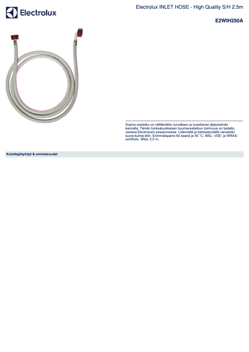 Page n°1 - Manuel utilisateur AEG E2WIH250A