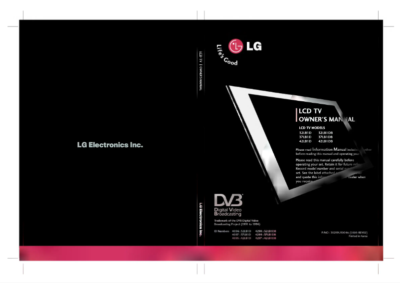 Page 1 de la notice Manuel utilisateur LG 37LB1DB