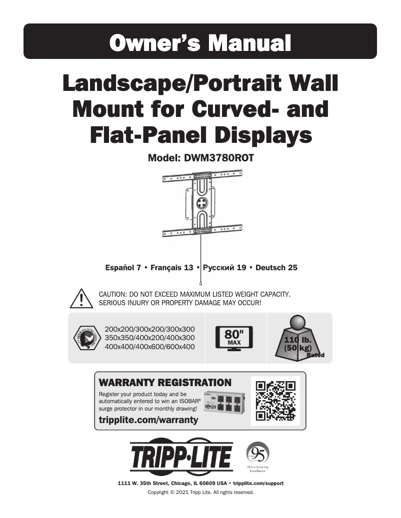 Page n°1 - Manuel utilisateur Tripp Lite DWM3780ROT