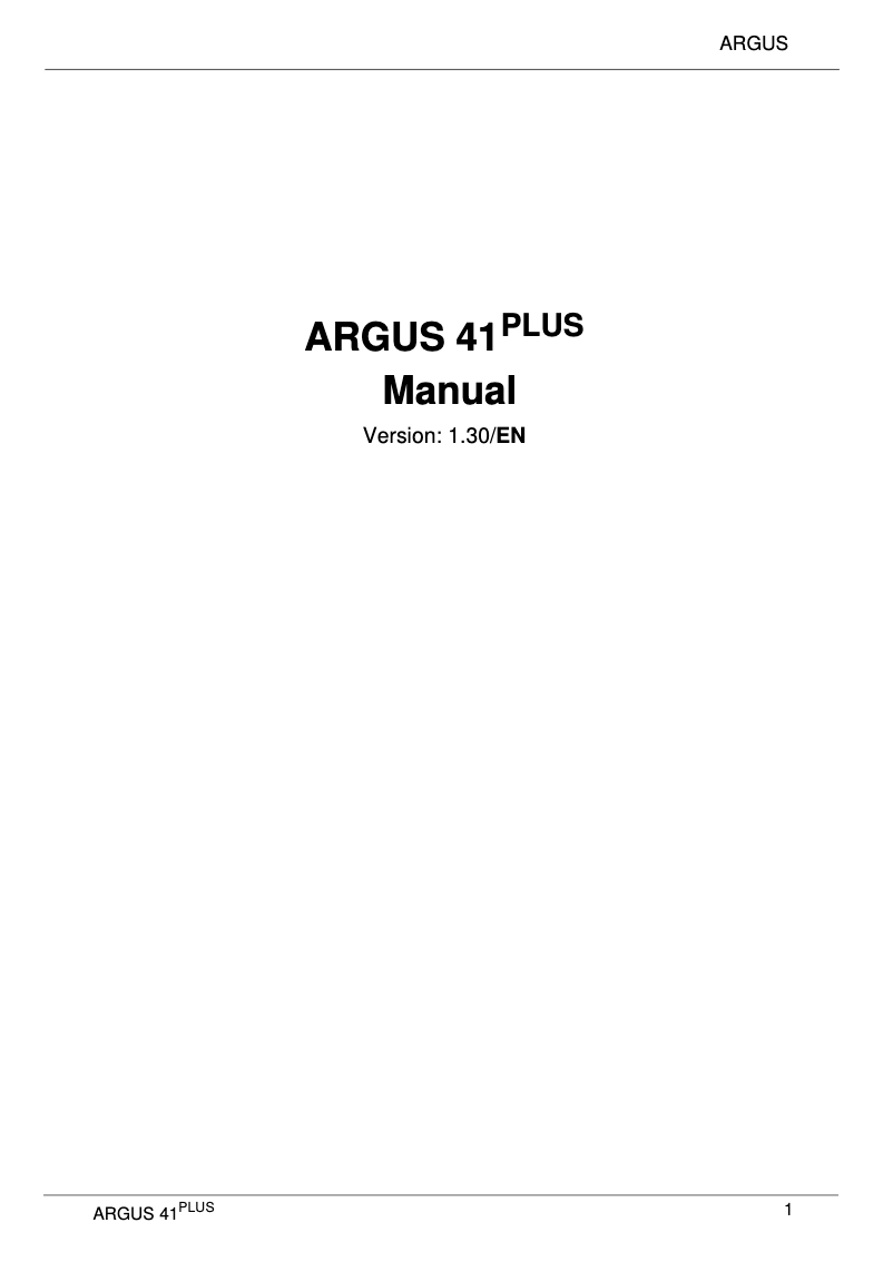 Page 1 de la notice Manuel utilisateur Argus 41 Plus