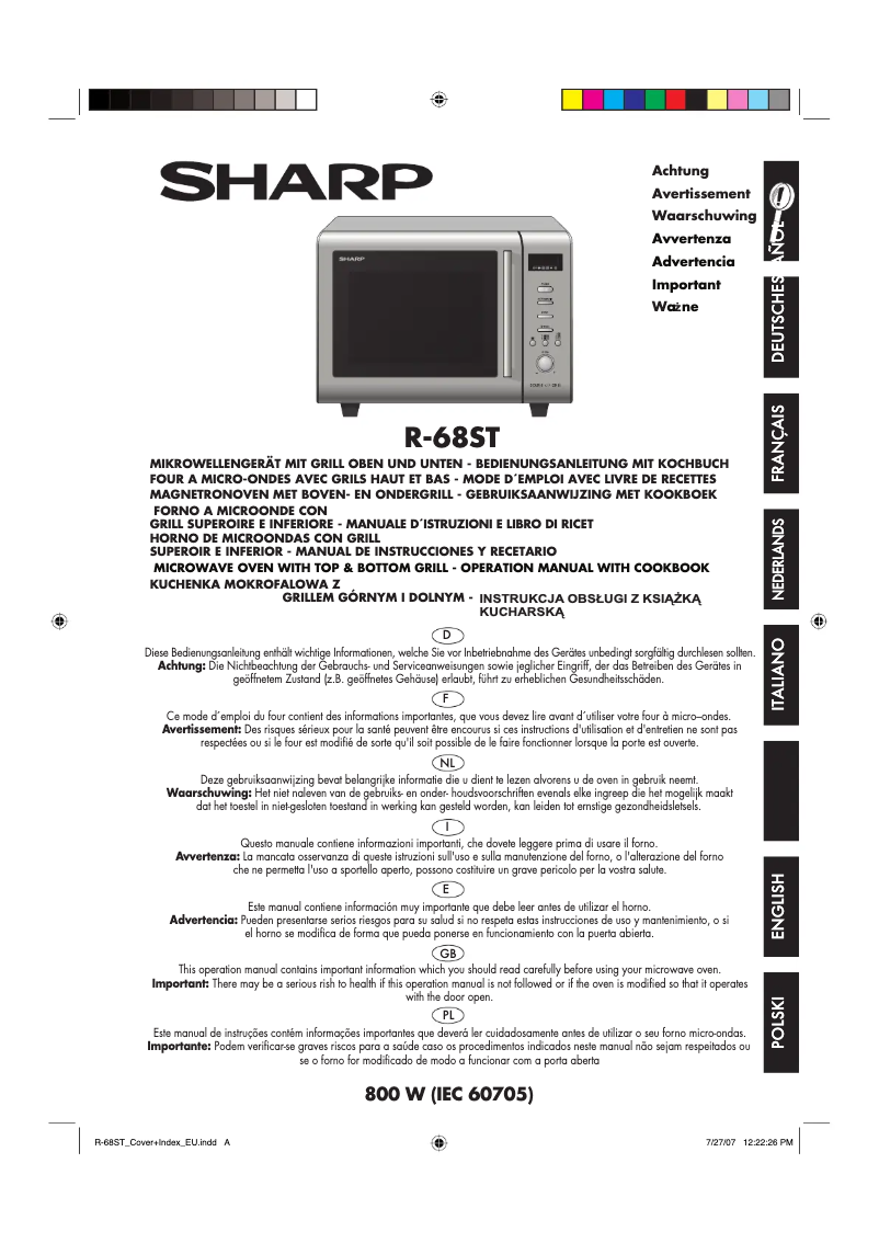 Page 1 de la notice Manuel utilisateur Sharp R-68ST
