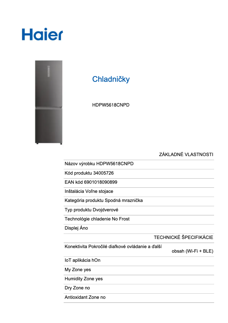 Image de la première page du manuel de l'appareil HDPW5618CNPD