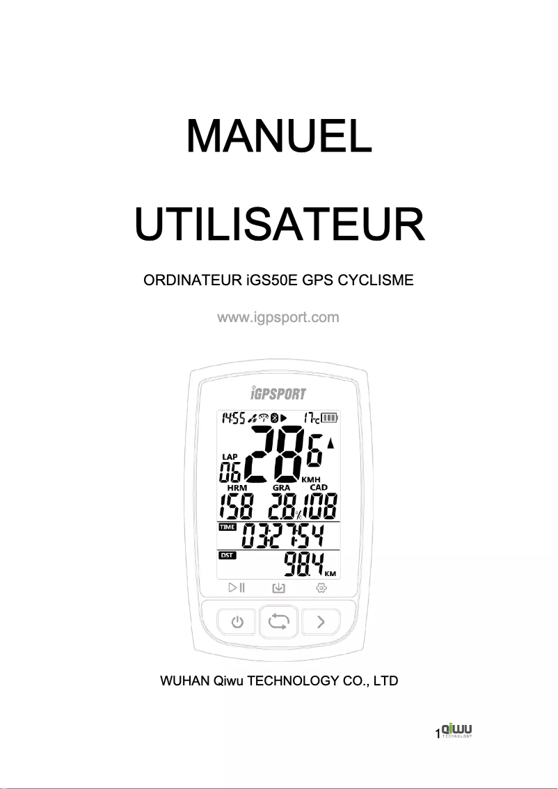 Page 1 de la notice Manuel utilisateur iGPSport iGS50E