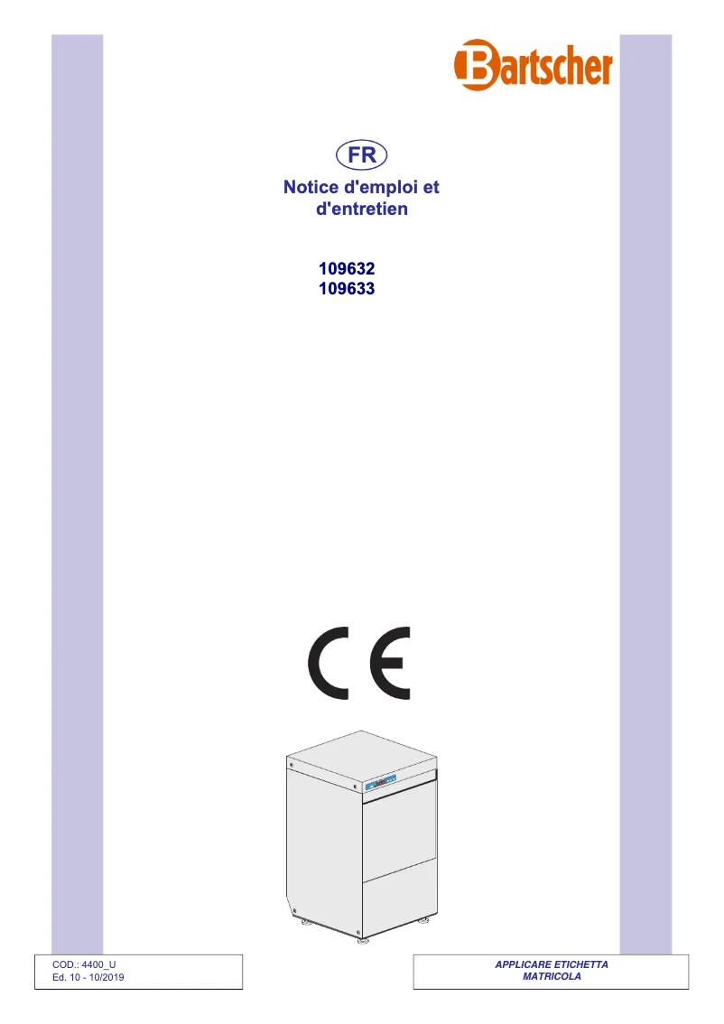 Page 1 de la notice Manuel utilisateur Bartscher Deltamat TF 641