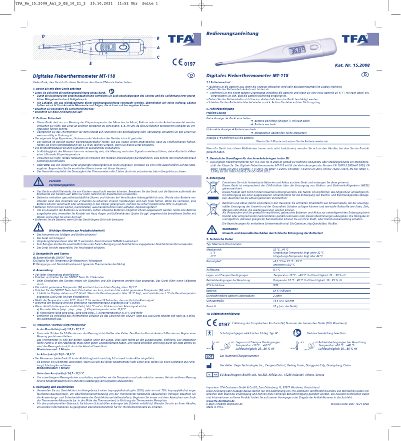 Image de la première page du manuel de l'appareil 15.2008