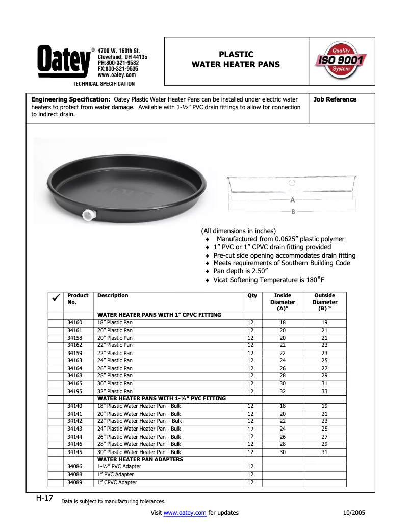Page n°1 - Manuel utilisateur Oatey 34144