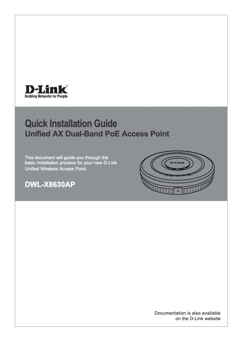 Page 1 de la notice Guide d'installation D-Link DWL-X8630AP