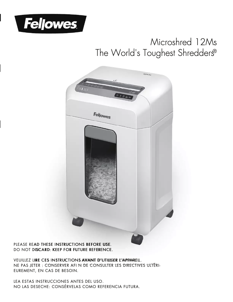 Page n°1 - Manuel utilisateur Fellowes Microshred 12Ms
