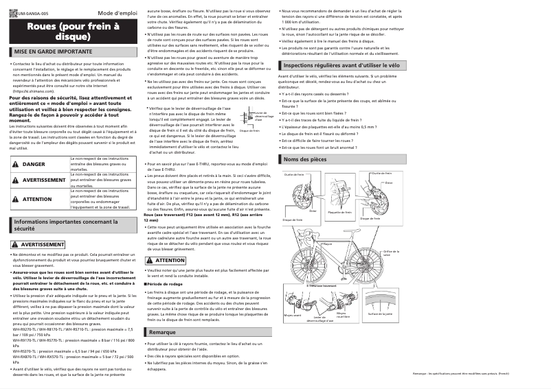Page n°1 - Manuel utilisateur Shimano WH-RS770-TL-R12