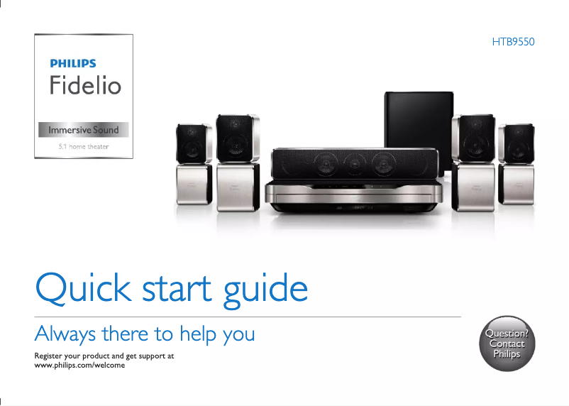 Page 1 de la notice Guide de démarrage rapide Philips Fidelio Immersive Sound HTB9550