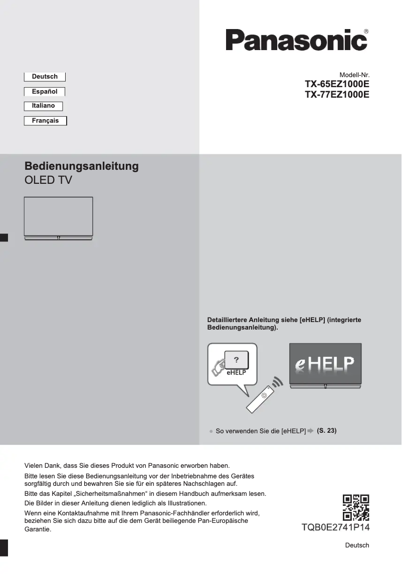 Page 1 de la notice Guide de démarrage rapide Panasonic TX-77EZ1000E