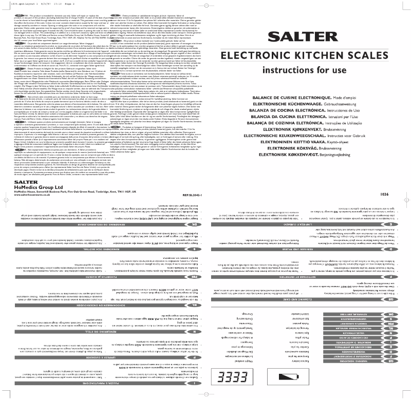 Page 1 de la notice Manuel utilisateur Salter SL2042-1