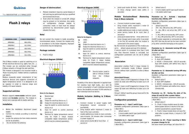 Page n°1 - Manuel utilisateur Qubino ZMNHBA2 power relay