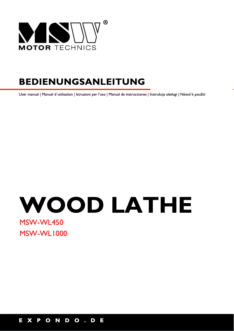 Image de la première page du manuel de l'appareil MSW-WL450