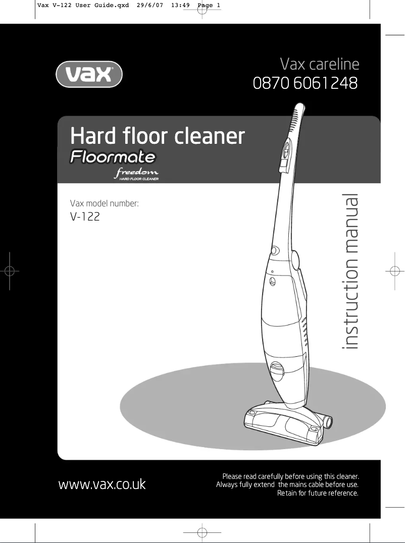 Página 1 del manual Manual de usuario Vax Floormate V-122