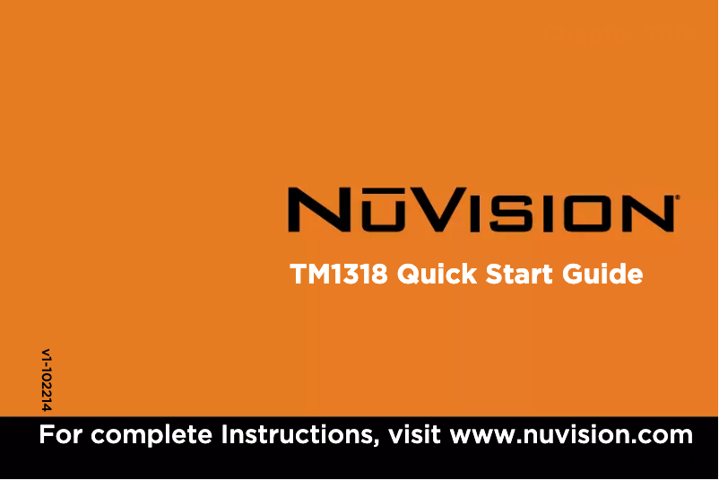 Page n°1 - Manuel utilisateur NuVision TM1318