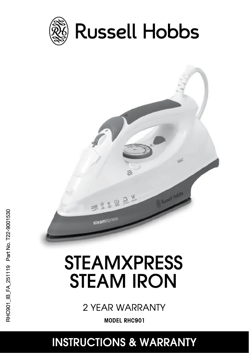 Page n°1 - Manuel utilisateur Russell Hobbs SteamXpress RHC901