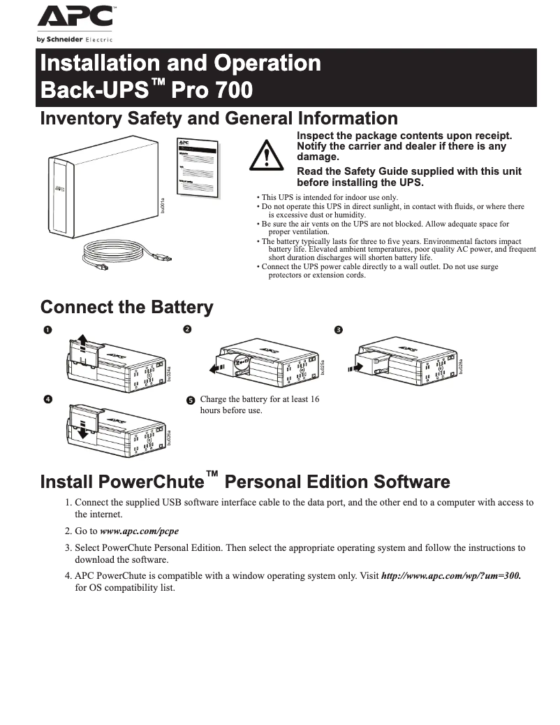 Page n°1 - Manuel utilisateur APC Back-UPS Pro BR700G