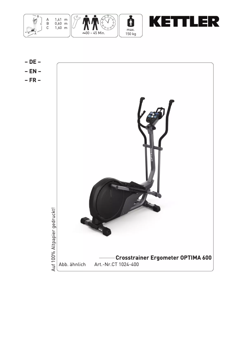 Page n°1 - Manuel utilisateur Kettler Optima 600