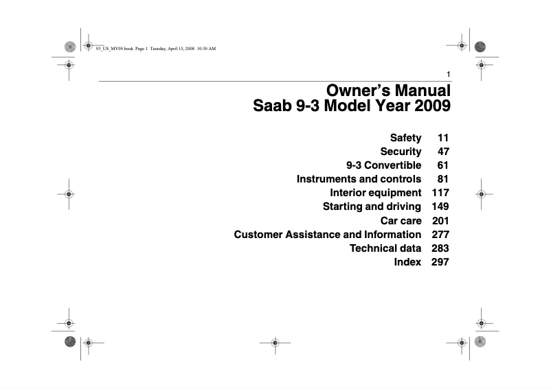 Image de la première page du manuel de l'appareil 9-3 (2014)