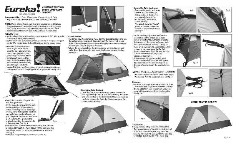 Page n°1 - Manuel utilisateur Eureka Grand Manan Tour