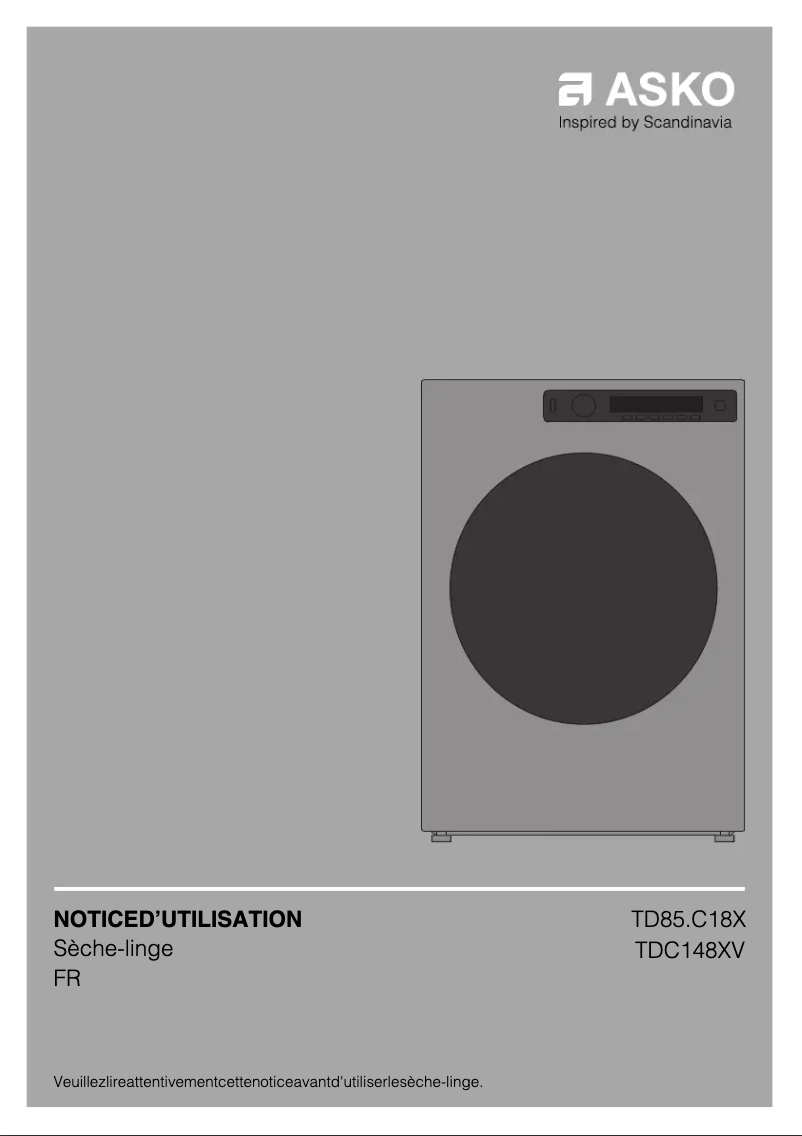 Page 1 de la notice Manuel utilisateur Asko TDC1485VI.S