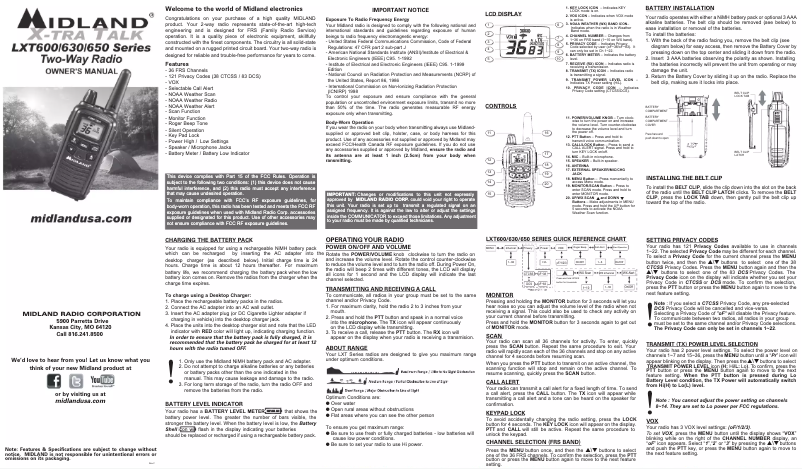 Page n°1 - Manuel utilisateur Midland LXT633VP3