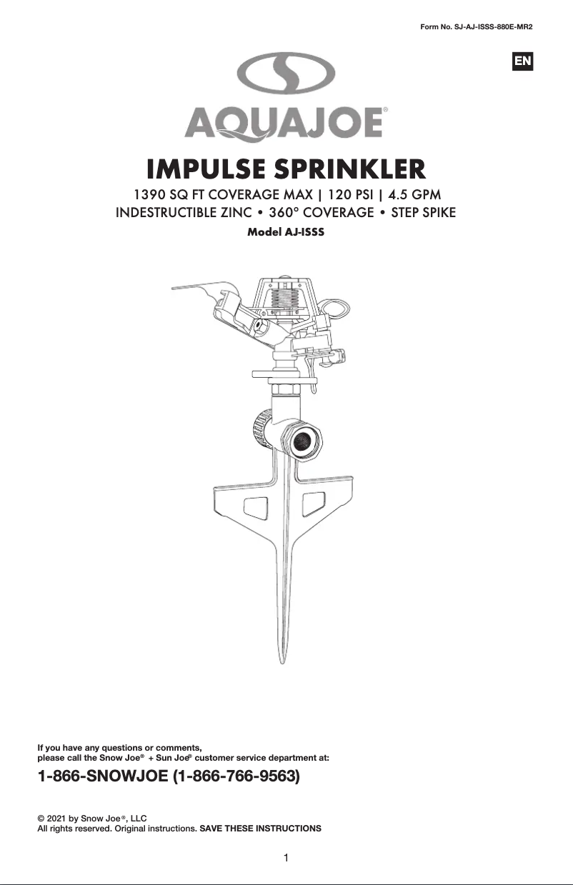 Página 1 del manual Manual de usuario Aqua Joe AJ-ISSS