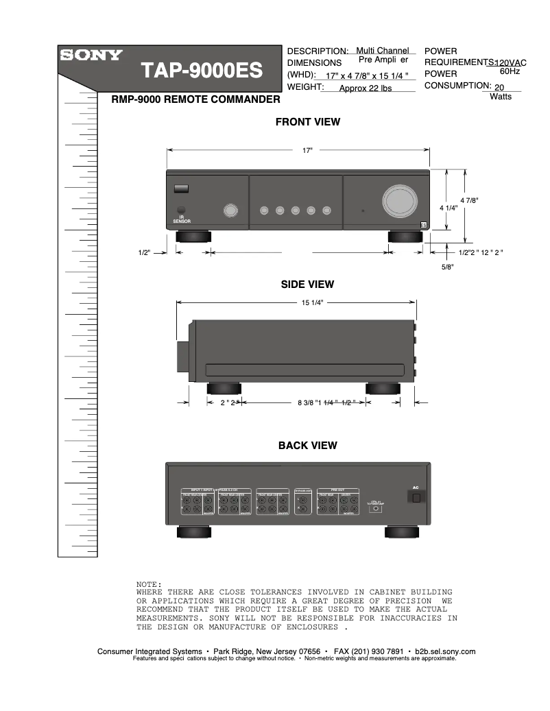 Page 1 de la notice Guide d'installation Sony TA-P9000ES