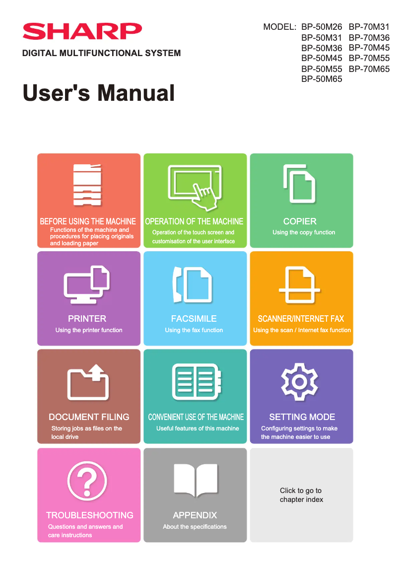 Imagen de la primera página del manual del dispositivo BP-70M31