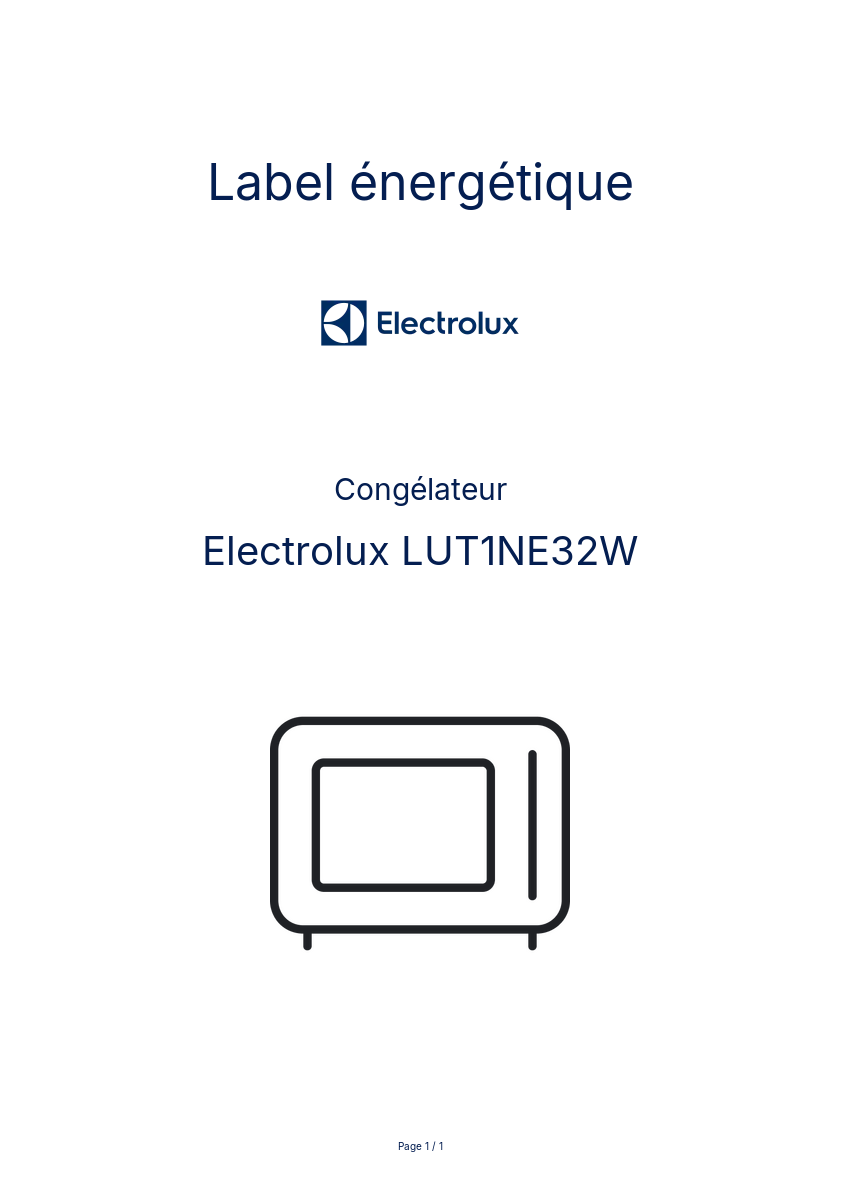 Page n°1 - Label énergétique Electrolux LUT1NE32W