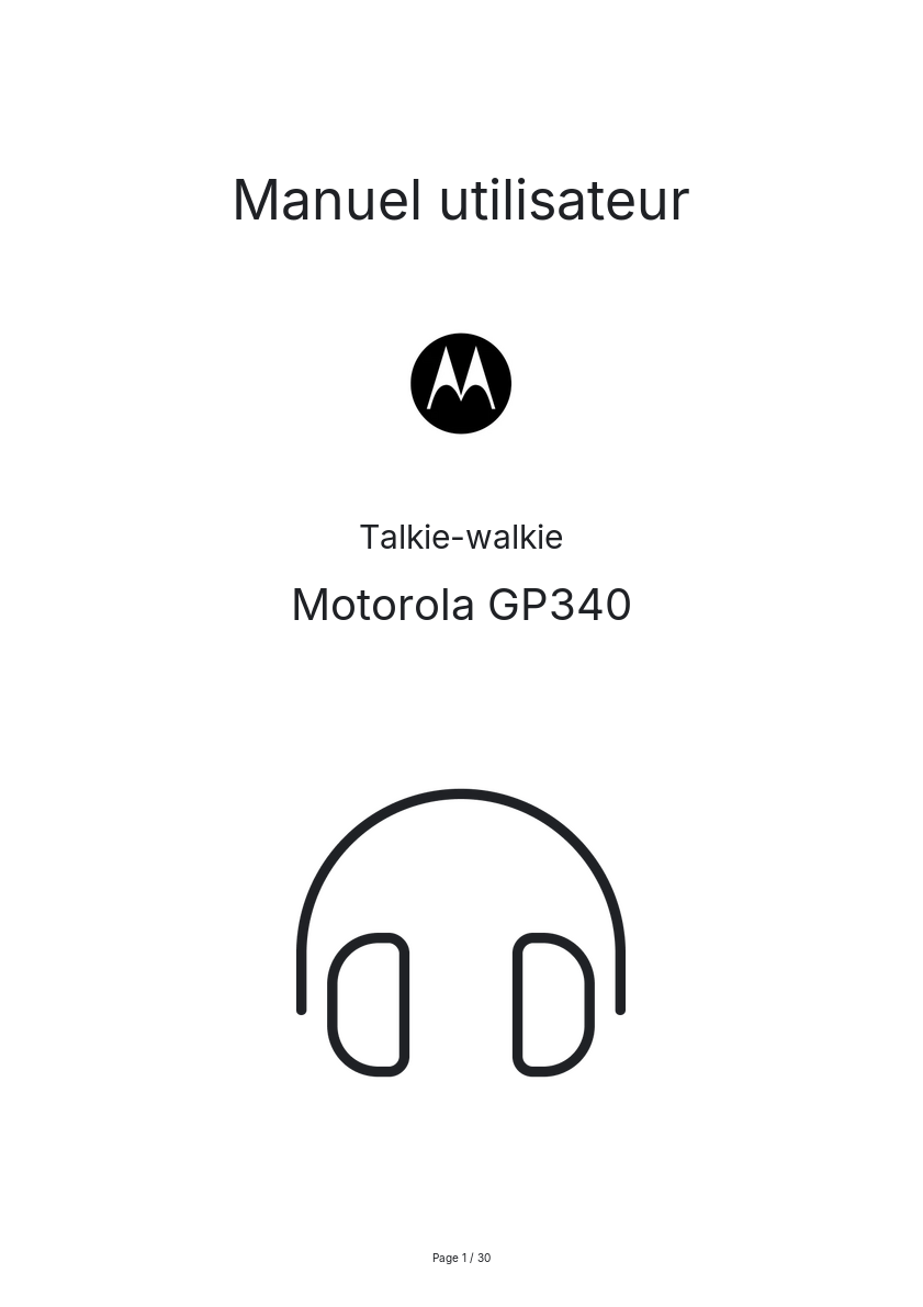 Page n°1 - Manuel utilisateur Motorola GP340