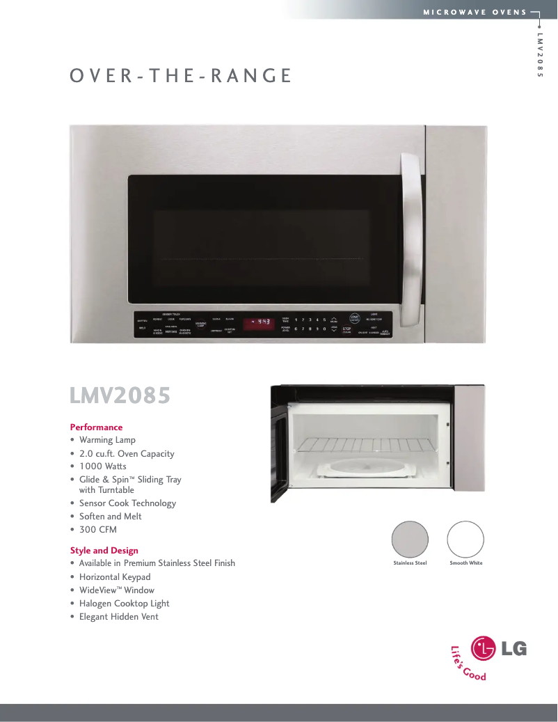 Page 1 de la notice Fiche technique LG LMV2085SS