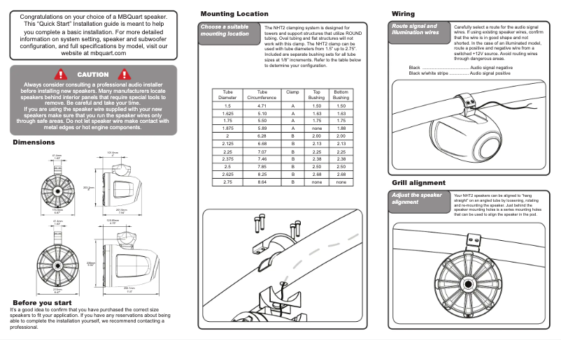 Page n°1 - Guide de démarrage rapide MB Quart NHT2-120