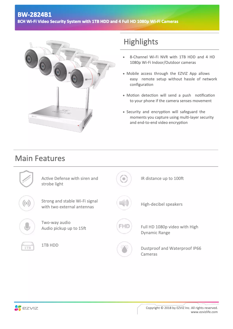 Page 1 de la notice Manuel utilisateur EZVIZ BW-2824B1