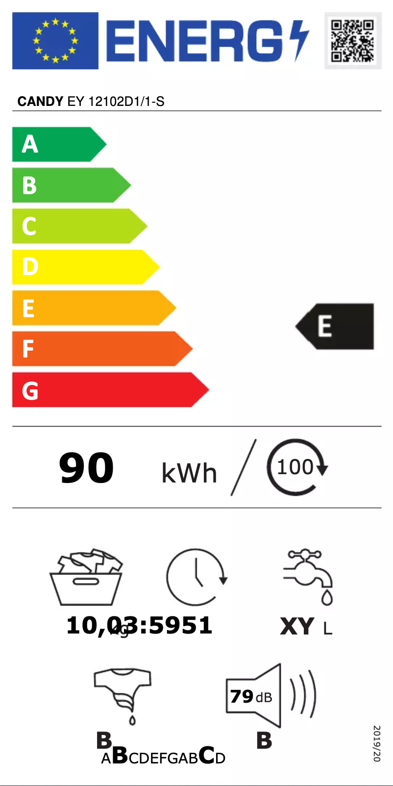 Page n°1 - Label énergétique Candy EY 12102D1/1-S