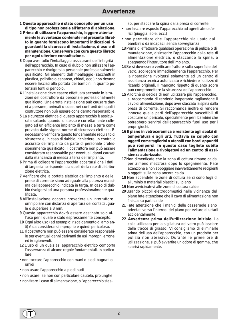 Page n°1 - Manuel utilisateur Ariston Thermo KT 6104 I